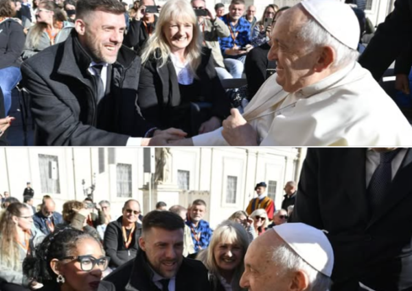 Emotivo encuentro junto al Papa Francisco, acompañados por la Embajadora Argentina ante la Santa Sede