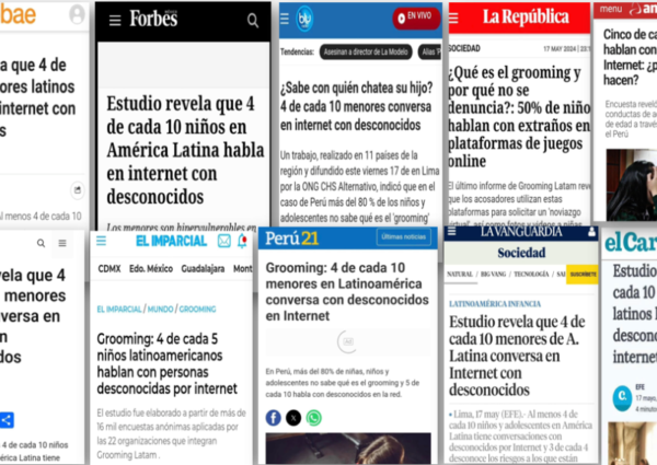 Los principales medios del mundo se hicieron eco del inédito informe que presentamos en América Latina desde Grooming LATAM.