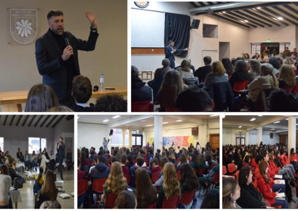 Hernán Navarro dialogó con estudiantes de Bariloche sobre inteligencia artificial y protección digital.