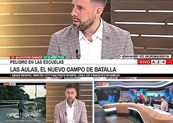 Navarro en A24: preocupación por violencia escolar y la identidad digital sin guía adulta.