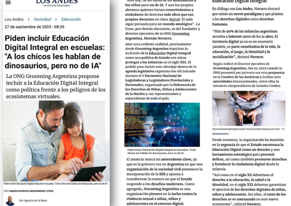 GROOMING ARGENTINA IMPULSA LA EDUCACIÓN DIGITAL INTEGRAL EN LAS AULAS.