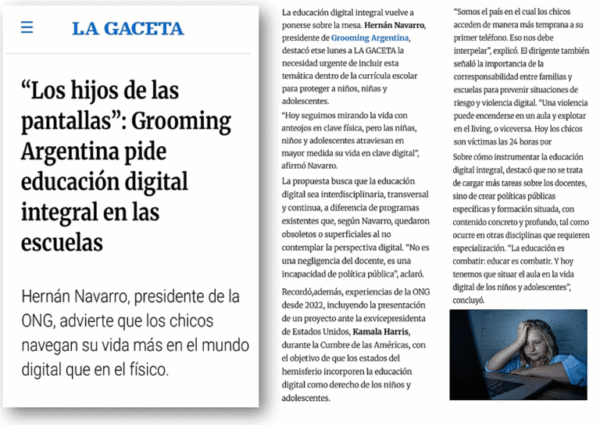 “LOS HIJOS DE LAS PANTALLAS”: GROOMING ARGENTINA PIDE EDUCACIÓN DIGITAL INTEGRAL EN LAS ESCUELAS.