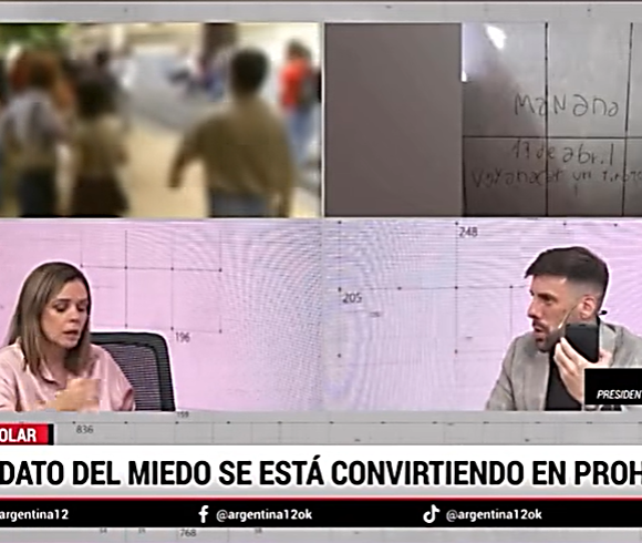 HERNÁN NAVARRO ANALIZÓ EN ARGENTINA 12 LA PROBLEMÁTICA DE LAS AMENAZAS ESCOLARES.
