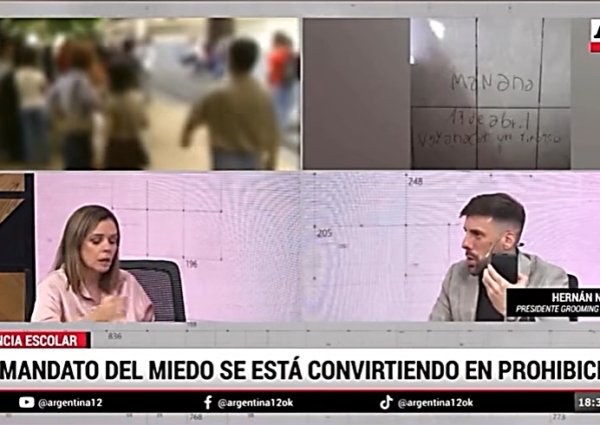 HERNÁN NAVARRO ANALIZÓ EN ARGENTINA 12 LA PROBLEMÁTICA DE LAS AMENAZAS ESCOLARES.