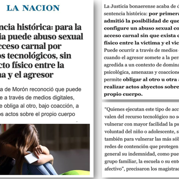SENTENCIA HISTÓRICA: EL ABUSO DIGITAL ES ABUSO SEXUAL.