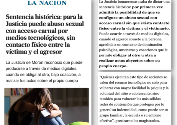 SENTENCIA HISTÓRICA: EL ABUSO DIGITAL ES ABUSO SEXUAL.