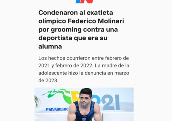 CONDENA POR GROOMING AL EXATLETA OLÍMPICO FEDERICO MOLINARI.